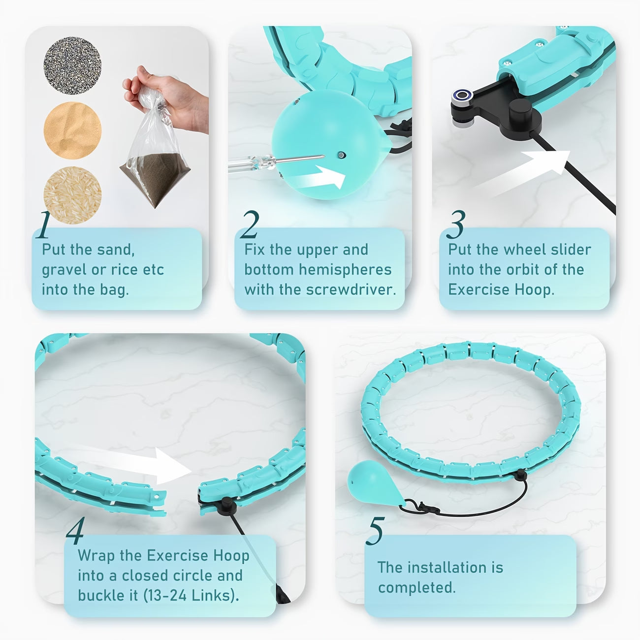 46-inch Pilates Exercise Ring with Detachable Links & Ball