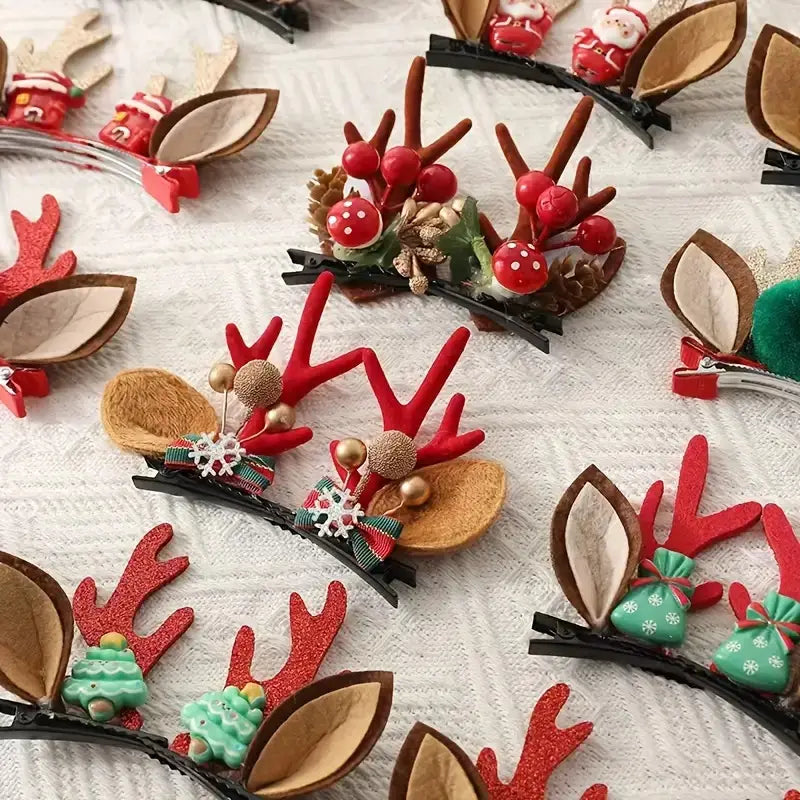 10pcs Reindeer Antler Hair Clip Set – Random Styles