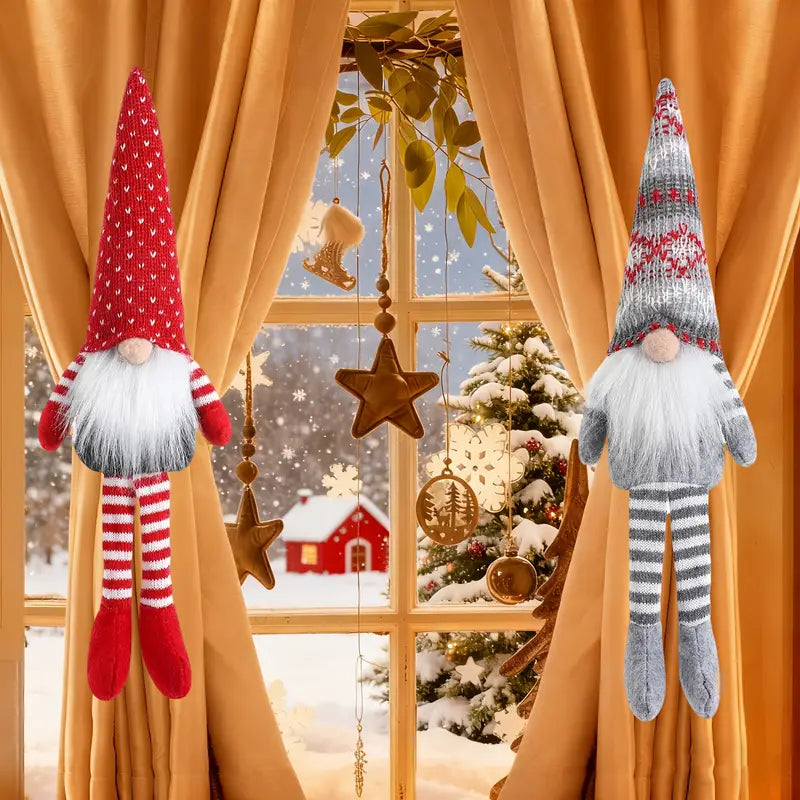 2pcs Faceless Santa Claus Curtain Tieback Clips