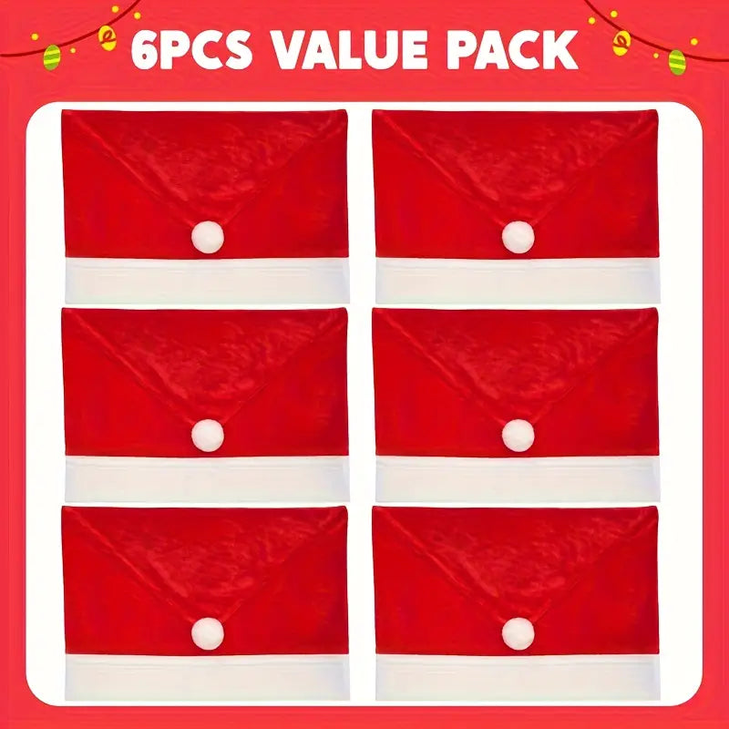 6pcs Santa Hat Stretch Christmas Chair Covers