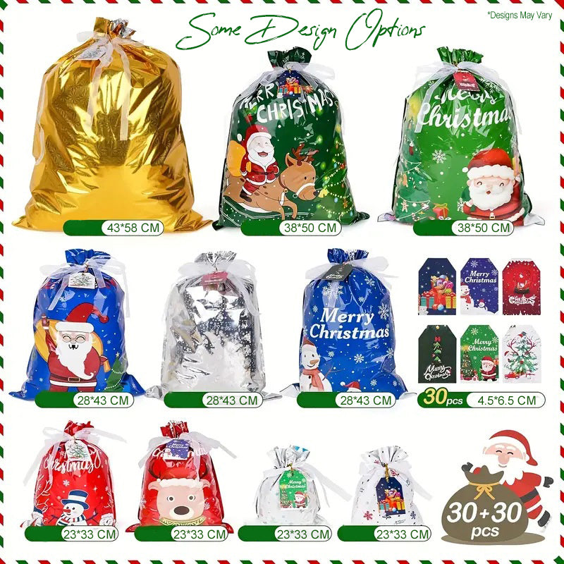 Bright Arc 60-Piece Christmas Gift Bag & Tag Set