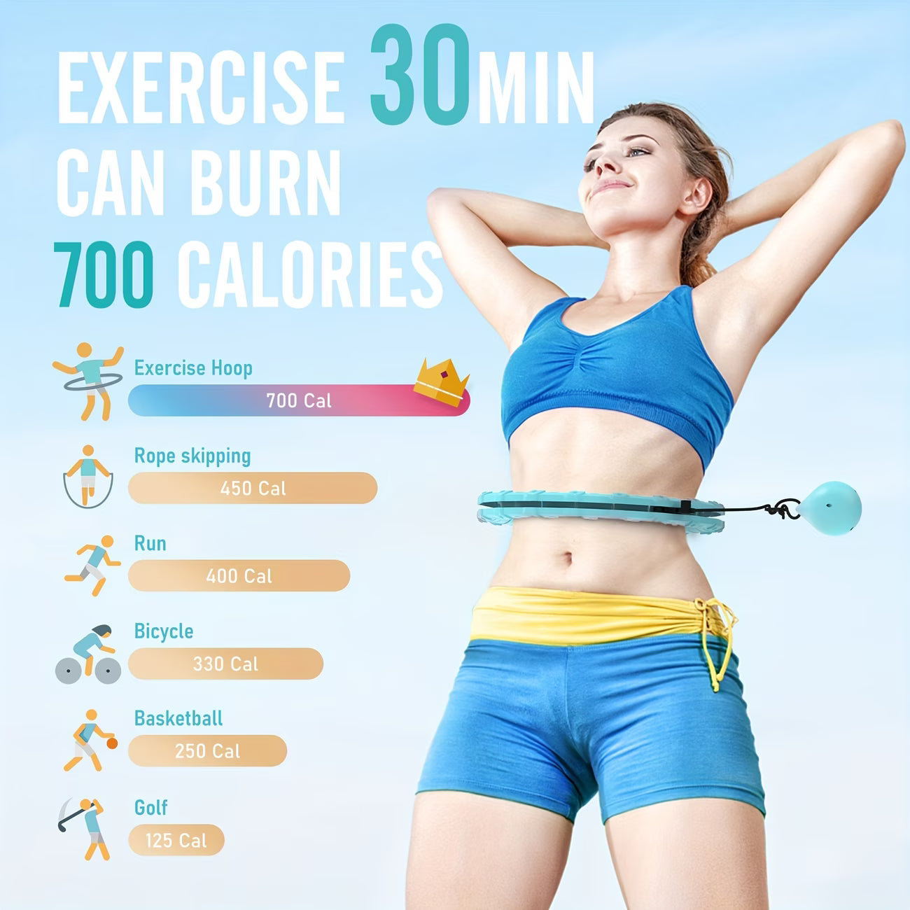 46-inch Pilates Exercise Ring with Detachable Links & Ball