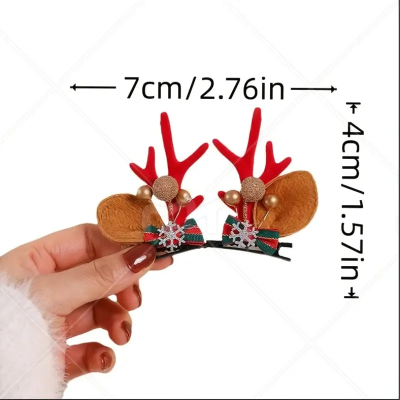10pcs Reindeer Antler Hair Clip Set – Random Styles