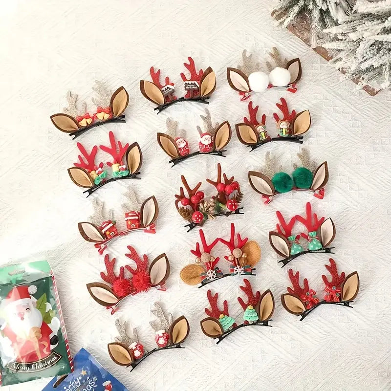 10pcs Reindeer Antler Hair Clip Set – Random Styles