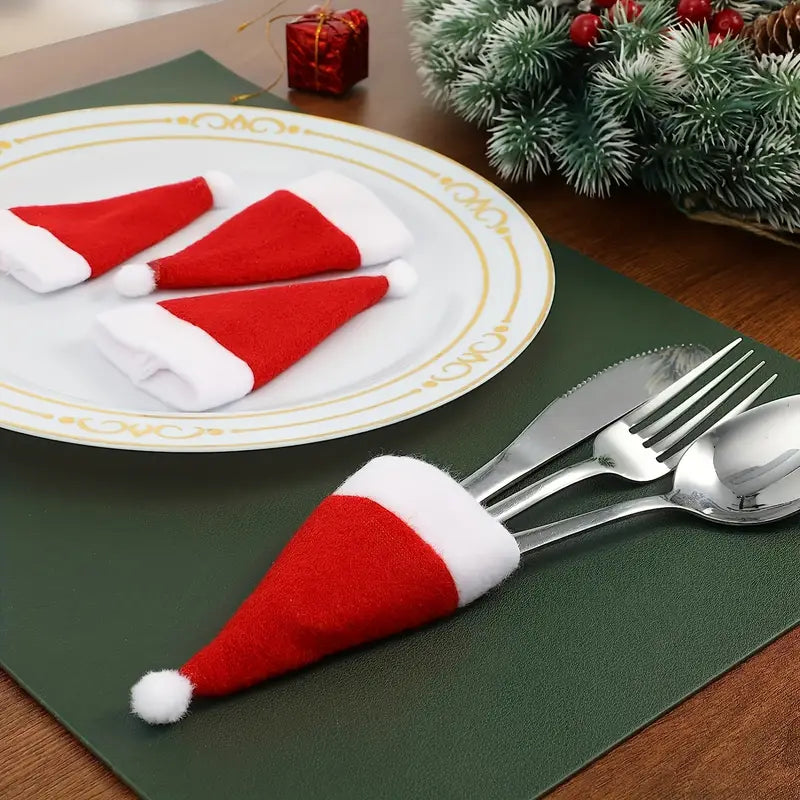 6pcs Mini Santa Hat Cutlery Covers