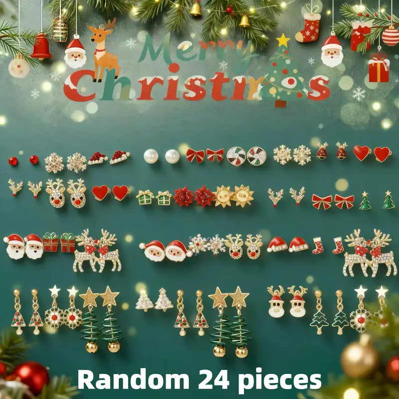 Cute Christmas Cartoon Earring Sets – 6, 12 or 18 Pairs