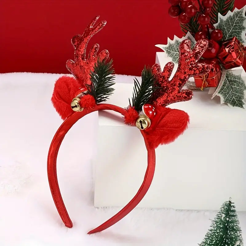 Christmas Glitter Antler Headband – Plush Decor Design