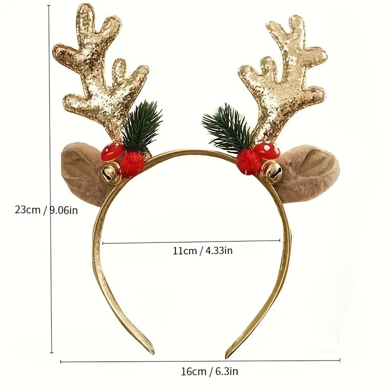 Christmas Glitter Antler Headband – Plush Decor Design