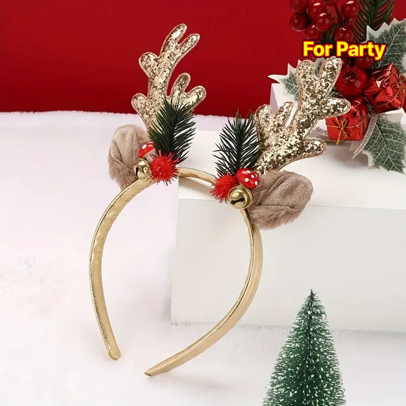 Christmas Glitter Antler Headband – Plush Decor Design