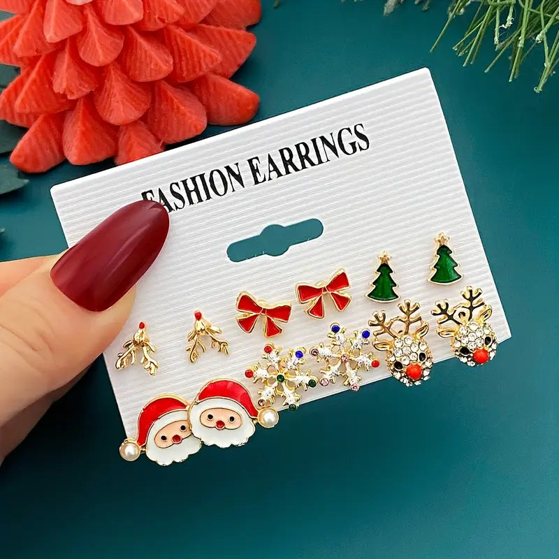 Cute Christmas Cartoon Earring Sets – 6, 12 or 18 Pairs