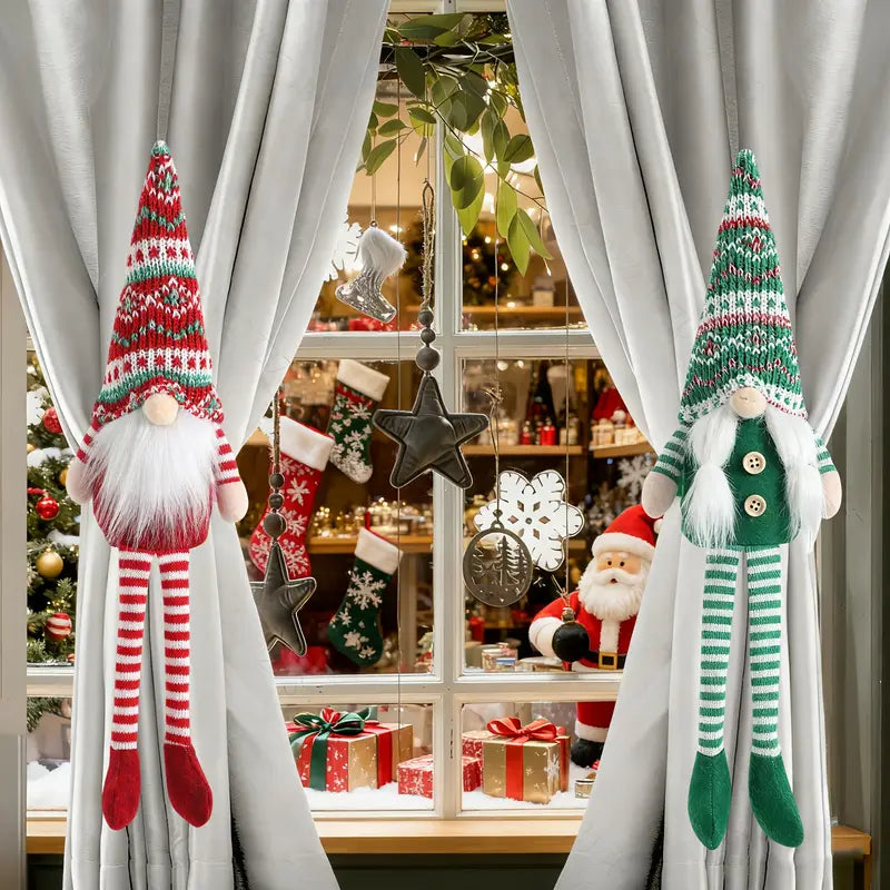 2pcs Faceless Santa Claus Curtain Tieback Clips