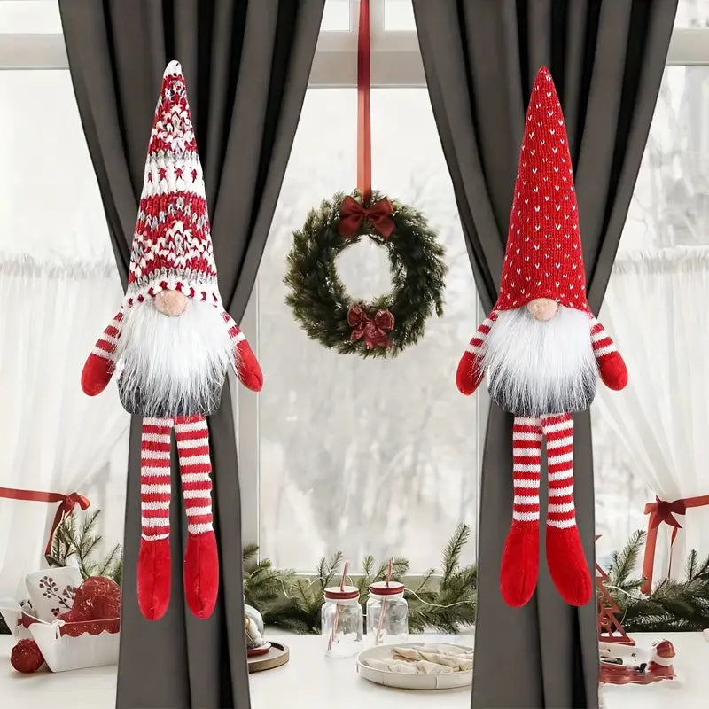 2pcs Faceless Santa Claus Curtain Tieback Clips