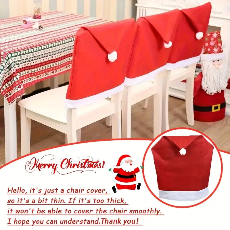 6pcs Santa Hat Stretch Christmas Chair Covers